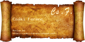 Csáki Ferenc névjegykártya